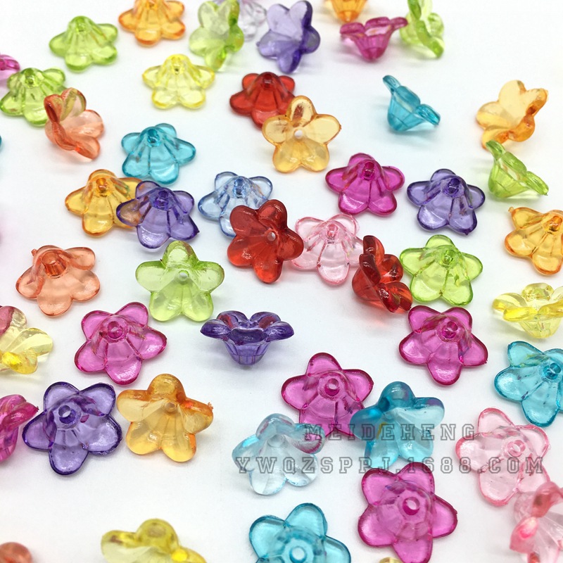 Ancient-style palace flower hairpins, lotus leaf flower acrylic transparent flower accessories, bride's headwear, five-leaf flower receptions, scattered beads undefined