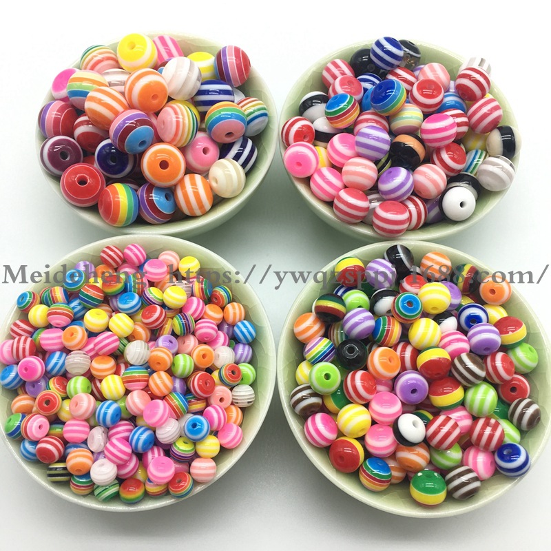 6MM-12mm colored striped resin beads cat's eye large hole cylindrical animal eye beads DIY jewelry accessories details Picture
