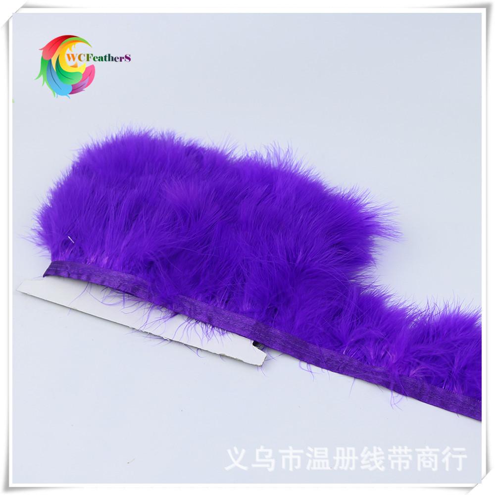 厂家直销优质血管羽毛布边可印染颜色羽毛布边紫色现货火鸡毛装饰