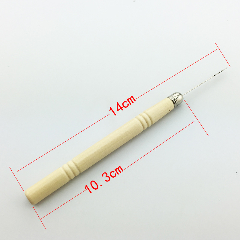 三通木柄细假发钩针  穿佛珠舌头钩针 钩针编织工具产品图