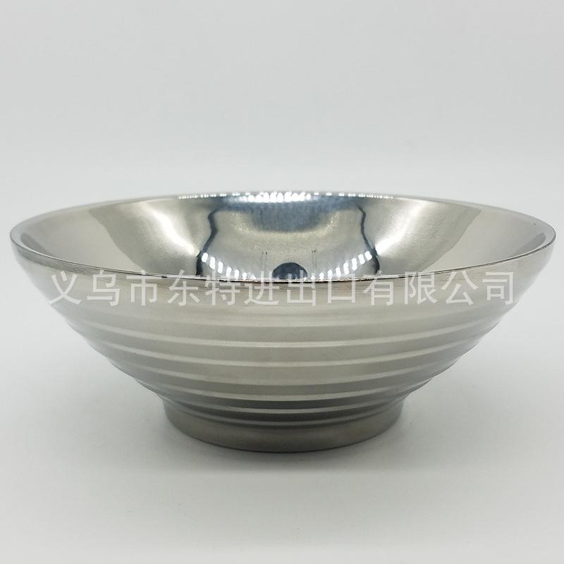Factory direct sales of stainless steel ramen bowls, 304 Japanese ramen bowls, threaded bowls, high-end soup noodle bowls, thickened bamboo hat bowls details Picture