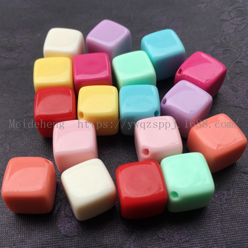 义乌美德恒 10mm彩色方珠侧角单孔耳钉用DIY手工串珠饰品配件细节图