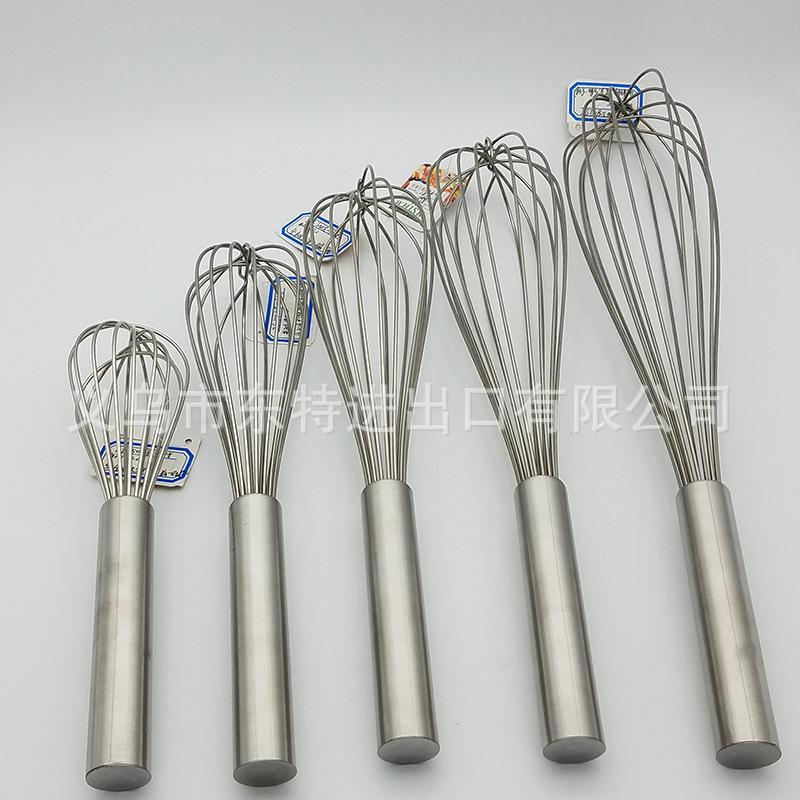 Factory direct sales of stainless steel egg beater with steel handle and 8-line manual mixer. Egg and cream beater for baking