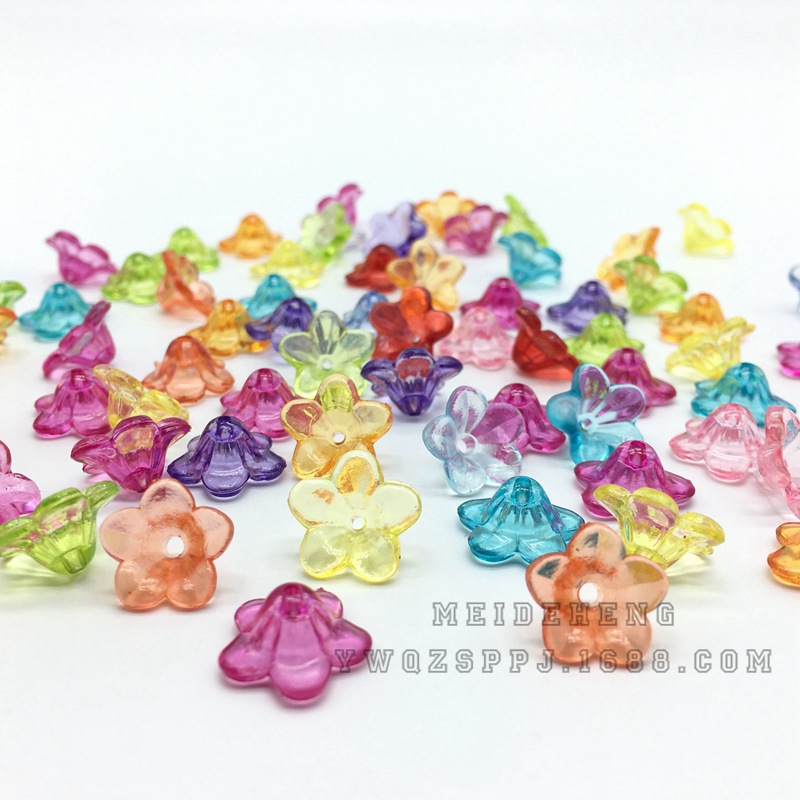 Ancient-style palace flower hairpins, lotus leaf flower acrylic transparent flower accessories, bride's headwear, five-leaf flower receptions, scattered beads Specification image
