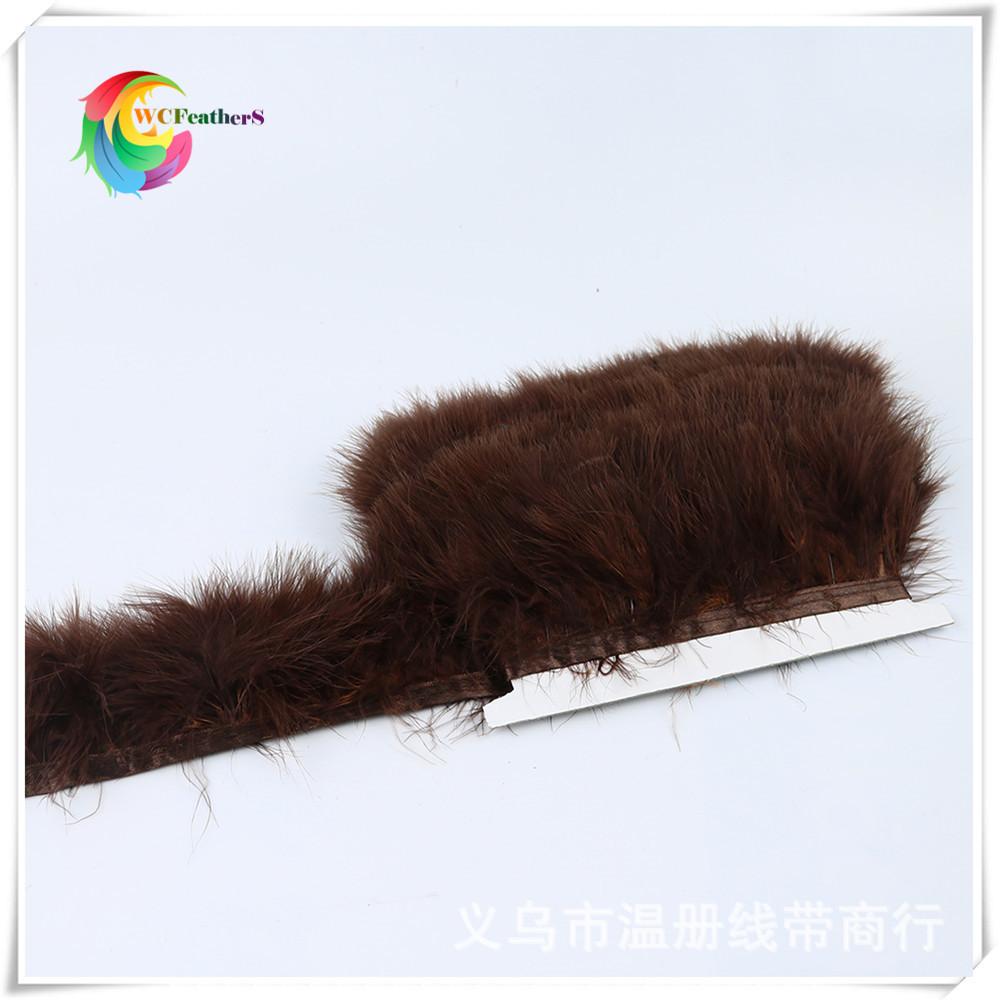 温册羽毛供应各色火鸡毛血管绒布边服装鞋帽线衣配羽毛咖啡色现货产品图