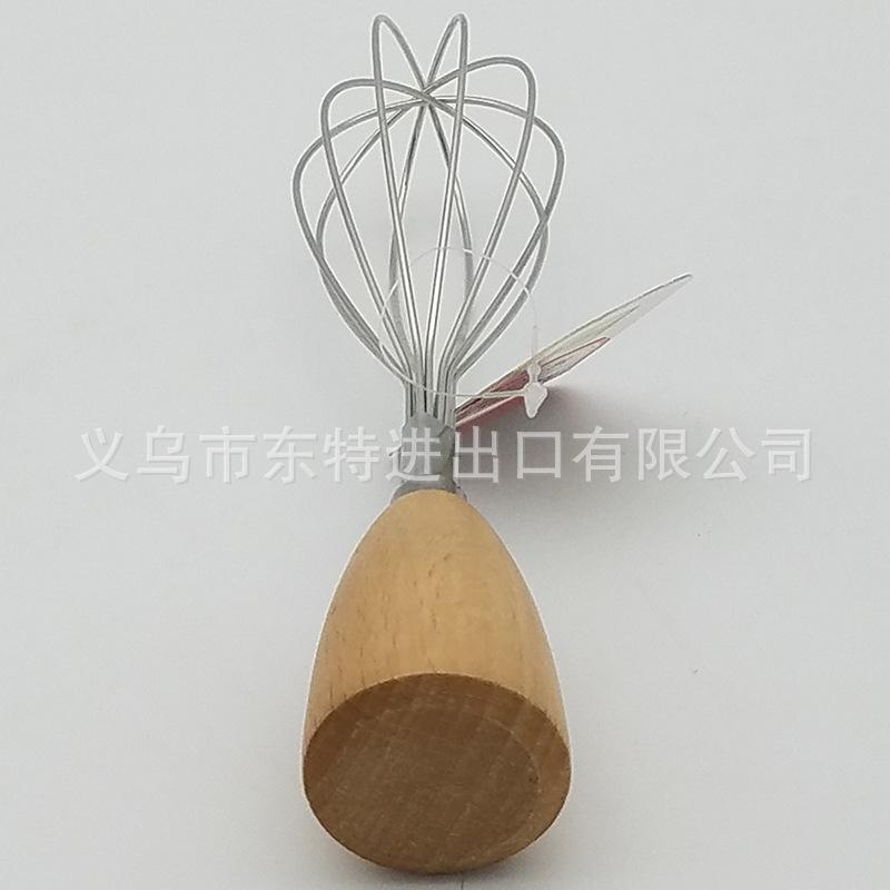 Factory direct sales stainless steel egg beater with oak handle, egg and cream baking mixer, household mini egg beater Specification image