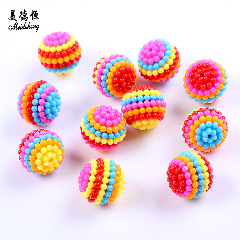 Acrylic jewelry accessories, rainbow-colored bayberry balls, detachable handcrafted headwear, wedding bride flower ball type wholesale