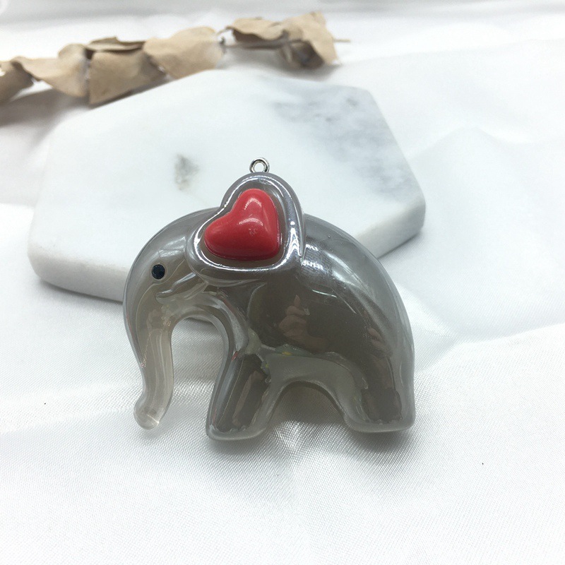亚克力羊眼挂件高端果冻光泽漆亮油实色仿陶瓷可爱大象钥匙圈配件详情图12