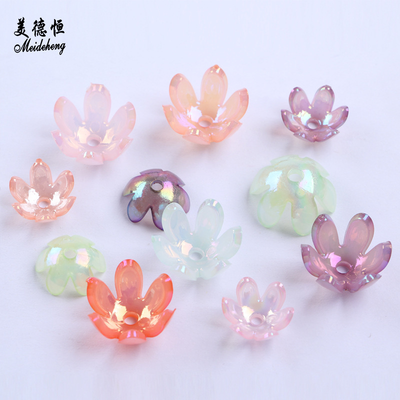 Direct sales from the manufacturer of medium-sized and small-sized acrylic six-prong flower-shaped beads, diy handcrafted beads, and glossy flower support beads Specification image