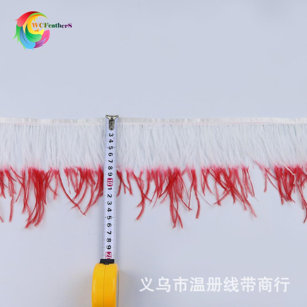 义乌厂家现货销售舞台演出服配饰裙边双色紫加白鸵鸟毛丝带装饰详情图9