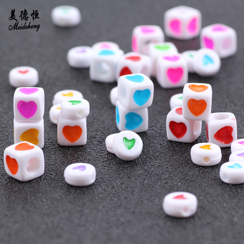 Acrylic fluorescent heart-shaped beads are selling well on Instagram. Wholesale of slime fillers and colorful heart-shaped letter blocks Item Picture