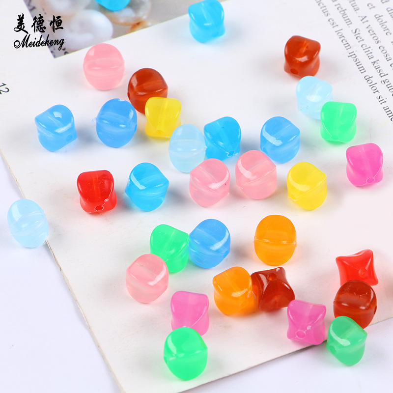 Acrylic diy bead material, handcrafted tissue box beads, 10mm jelly beads, four-corner beads, loose beads wholesale