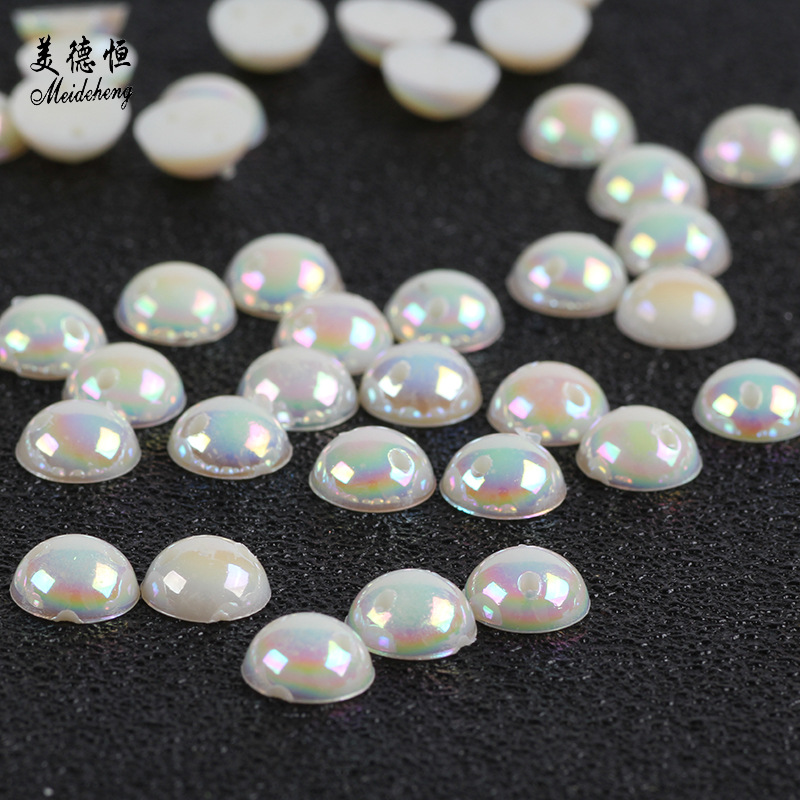 平底半面双孔/无孔水滴珠圆珠ABS半圆仿珍珠环保diy饰品配件批发