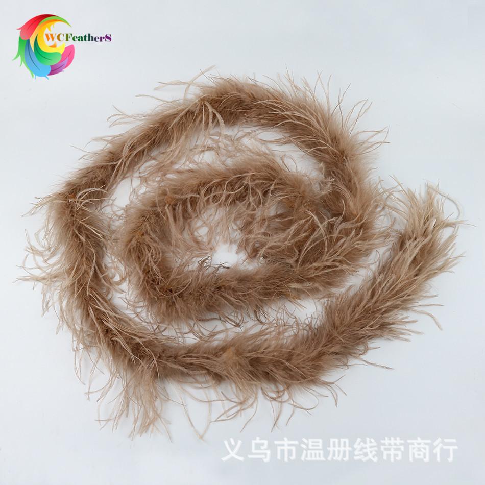 温册羽毛厂家现货热销彩色鸵鸟毛围巾毛条鸵鸟毛毛条服装辅料2米产品图