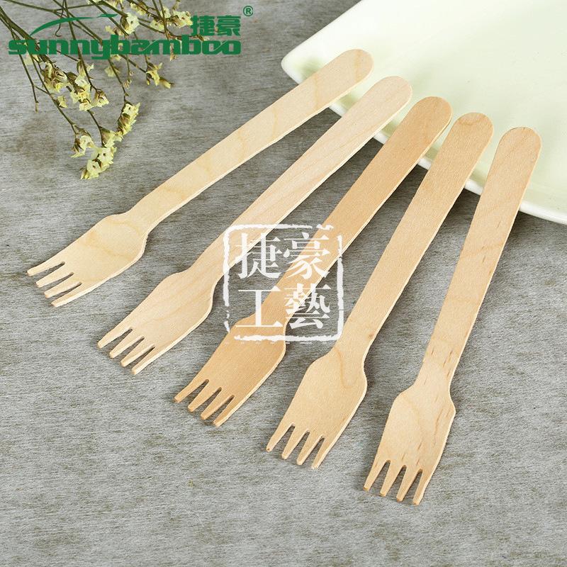 Wholesale of disposable wooden knives, forks and spoons in natural wood color, multi-purpose fruit and food disposable tableware, table forks and household wooden forks