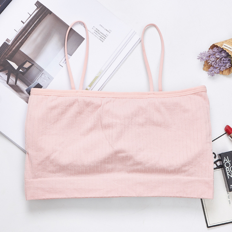 New sexy one-line ribbed bra with anti-glare thin shoulder straps, seamless strapless beauty backstrap and chest cushion underwear for teenage girls details Picture