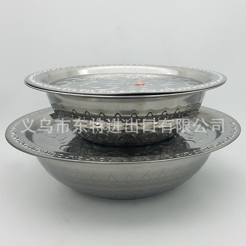 厂家直销不锈钢盖盆多功能压花盆外贸出口盖盆平盖大圆套盆产品图
