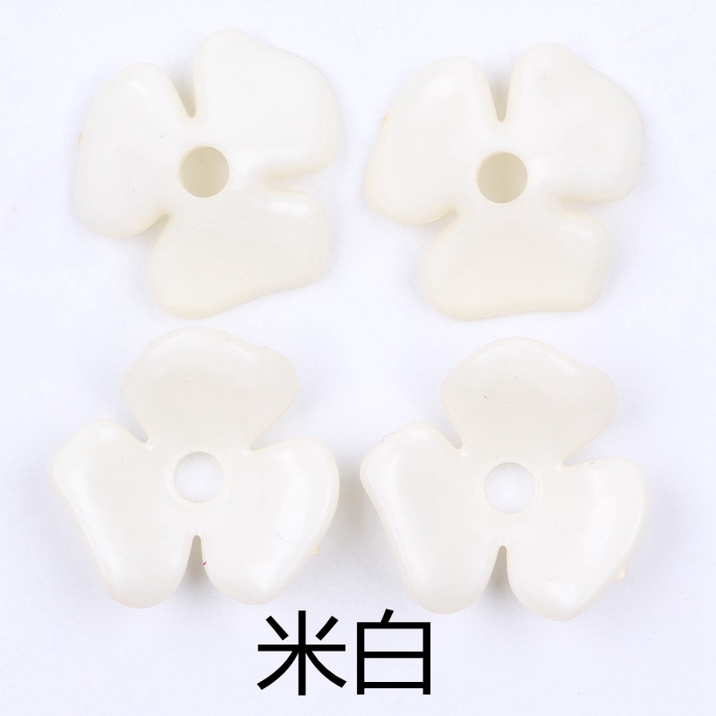 Handmade flower 22mm spring color series glossy surface three-leaf flower acrylic headwear and earrings accessory material wholesale undefined