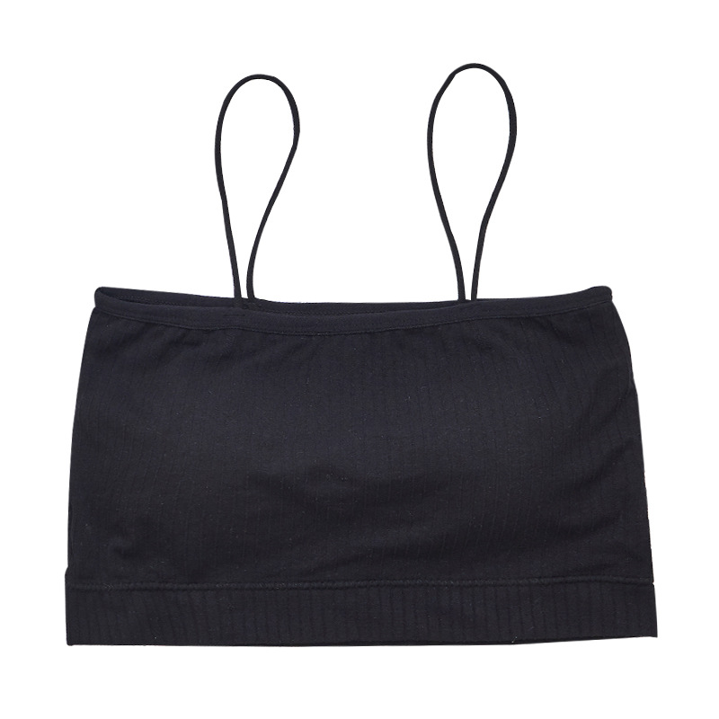 New sexy one-line ribbed bra with anti-glare thin shoulder straps, seamless strapless beauty backstrap and chest cushion underwear for teenage girls Item Picture