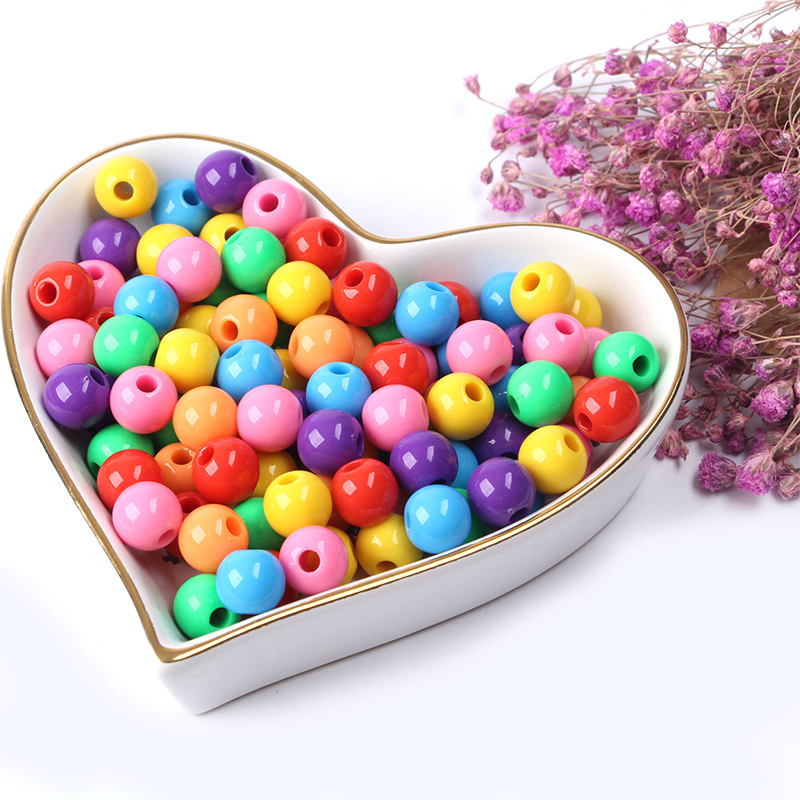 Wholesale of 10mm large-hole acrylic beads, diy jewelry accessories, creative handcrafted beading materials