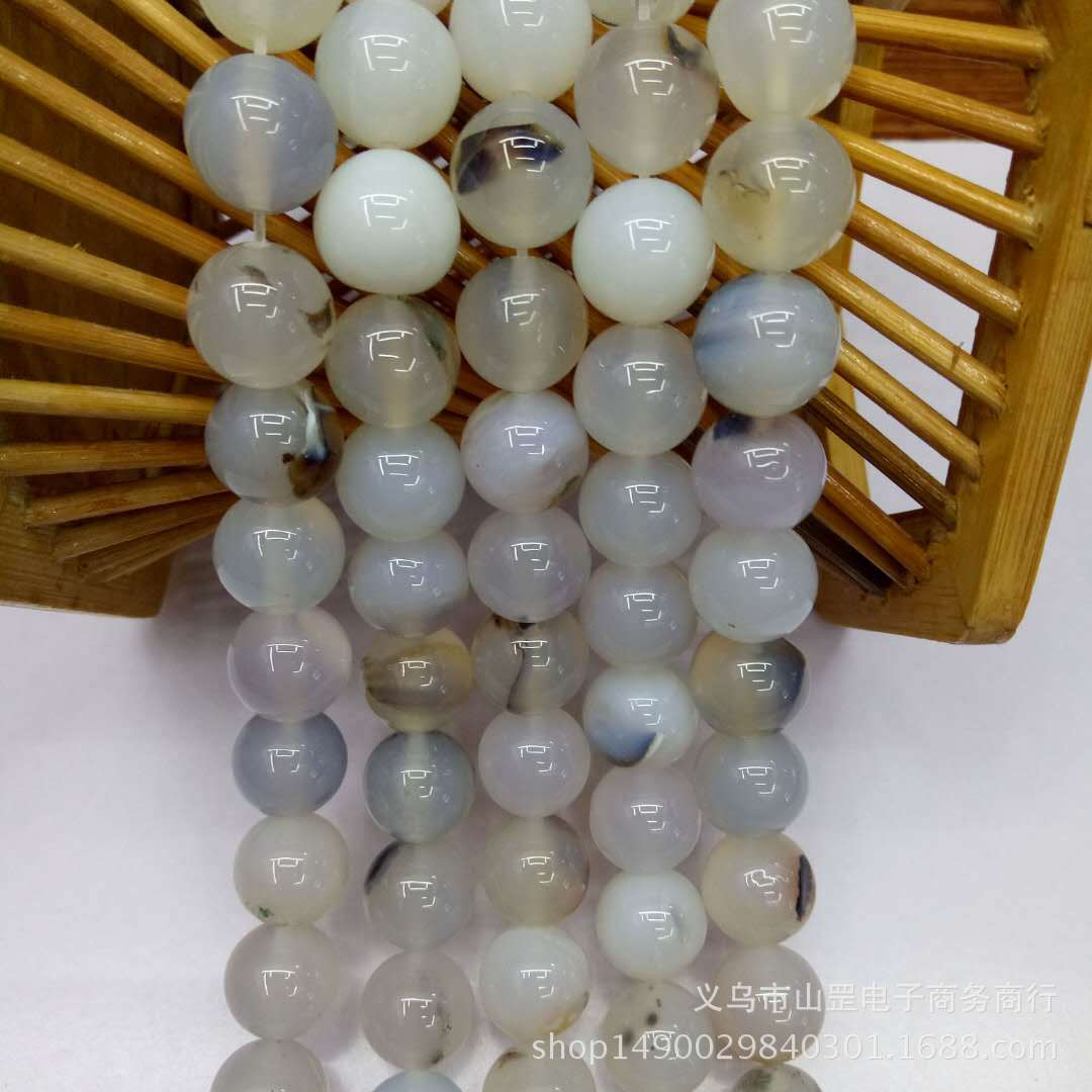 DIY Madagascar Marine chalcedony and agate loose beads, wholesale of semi-finished natural black flower chalcedony and agate beads undefined