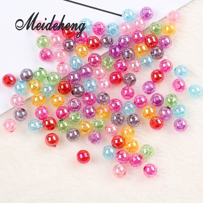 DIY jewelry accessories, color-coated single-color cracked round beads 8-14mm, headwear and hair accessory material accessories, loose beads wholesale Application Scenario