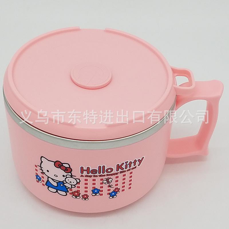 Factory direct sales of stainless steel 304 lunch boxes, cartoon covered instant noodle bowls, insulated fast food cups, heat-resistant student lunch boxes details Picture