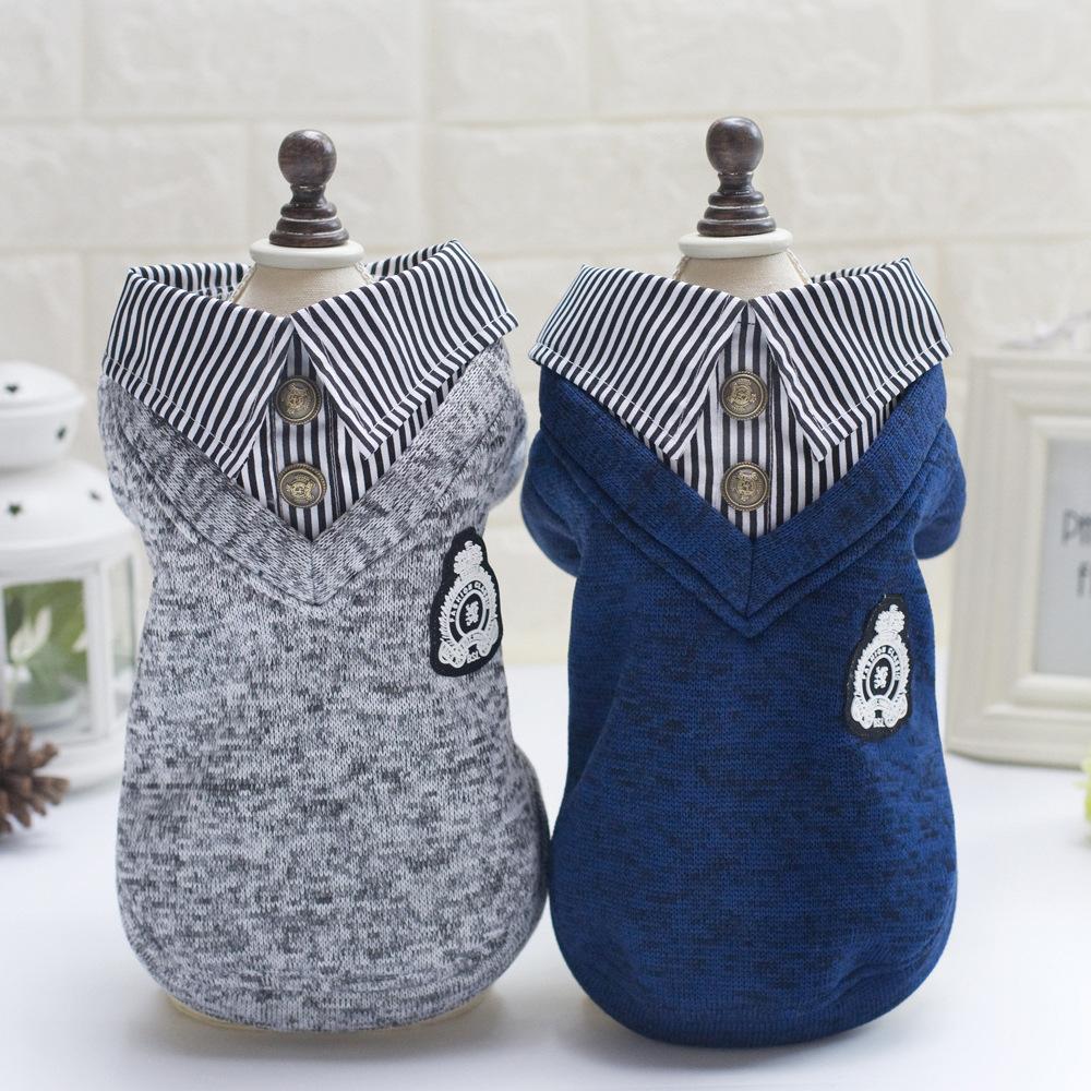 Pet supplies, pet clothing manufacturer wholesale spring and autumn Korean-style lapel two-leg hoodies, fleece hoodies, dog clothes Specification image