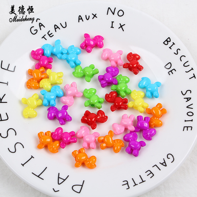 春天色有孔塑料珠子 卡通系列直孔串珠 diy儿童饰品配件散珠批发