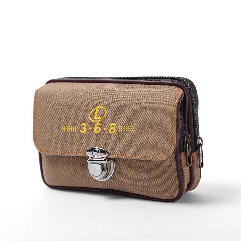 Multi-Function Interlock Horizontal Leisure Hanging Bag Men's Mobile Phone Bag Wear Belt Belt Belt Canvas Wear-Resistant Manufacturers Wholesale