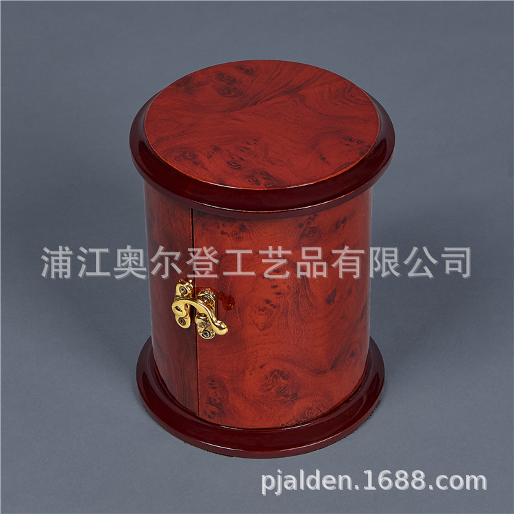 Wooden round box creative packaging custom essential oil bottle wooden box lacquered crystal perfume bottle 15ml set gift details Picture