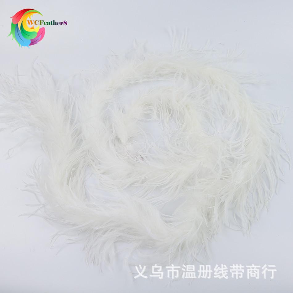温册羽毛厂家现货热销彩色鸵鸟毛围巾毛条鸵鸟毛毛条服装辅料2米详情图15