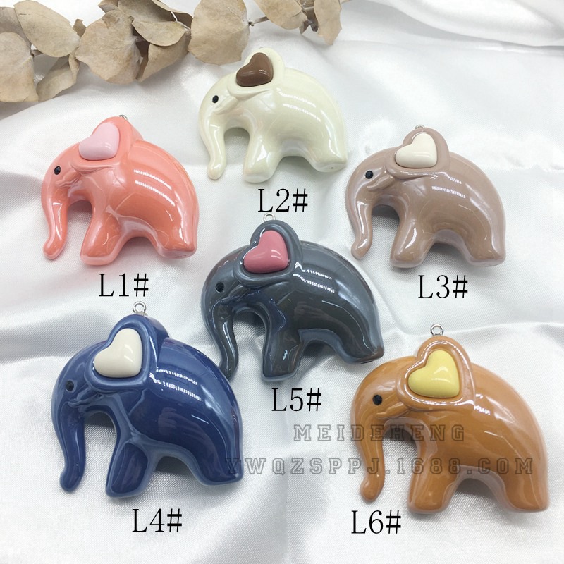 亚克力羊眼挂件高端果冻光泽漆亮油实色仿陶瓷可爱大象钥匙圈配件产品图