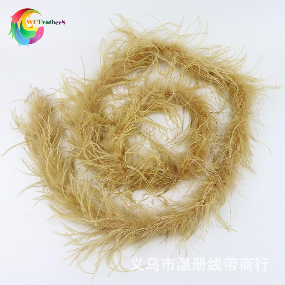 温册羽毛厂家现货热销彩色鸵鸟毛围巾毛条鸵鸟毛毛条服装辅料2米详情图7