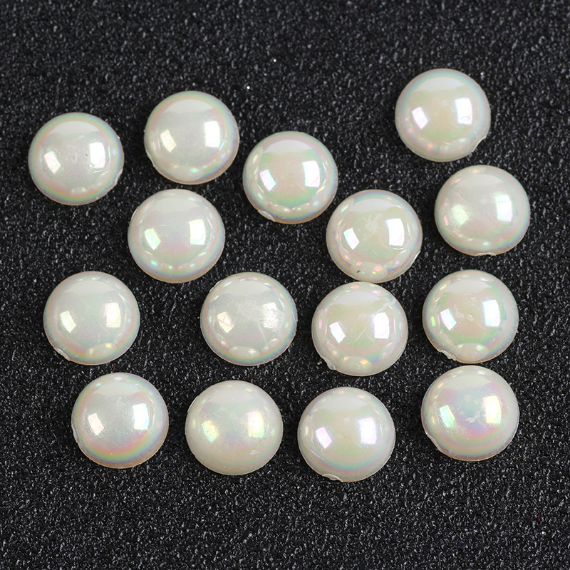 平底半面双孔/无孔水滴珠圆珠ABS半圆仿珍珠环保diy饰品配件批发详情图7