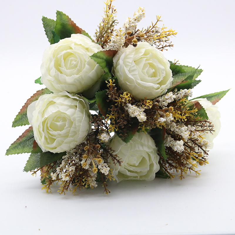European-style artificial flowers in five colors, high-end artificial flowers, for living room home decoration, wedding, core wrapping, peonies, roses, silk flowers Application Scenario