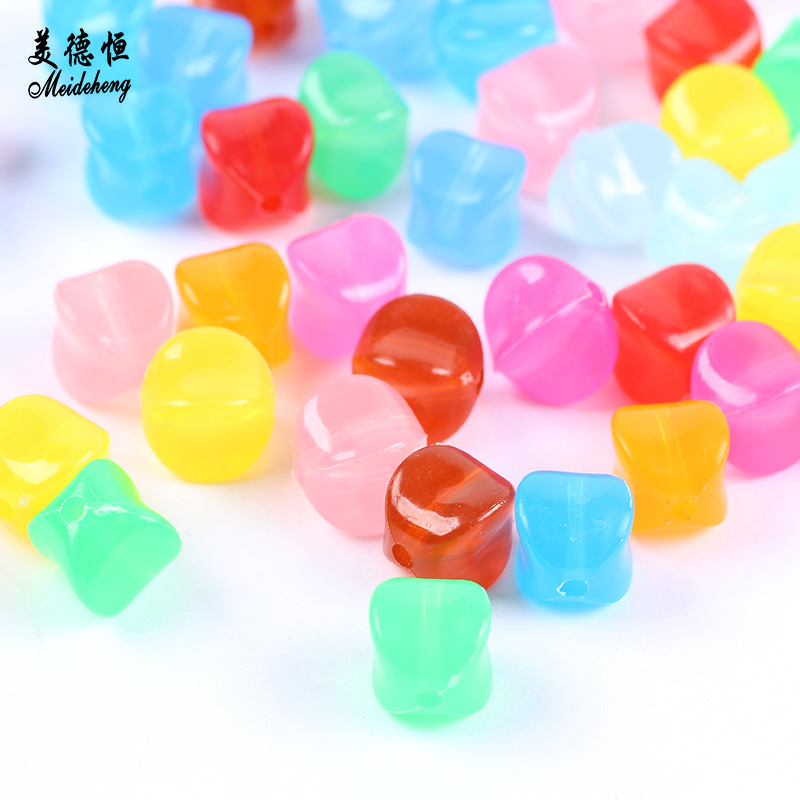 Acrylic diy bead material, handcrafted tissue box beads, 10mm jelly beads, four-corner beads, loose beads wholesale Specification image