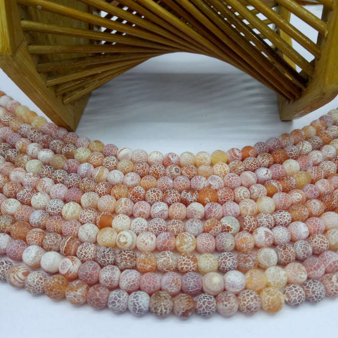 Wholesale of semi-finished products of Buddhist seven-treasure natural weathered agate beads, red frosted agate beads, DIY bracelets with beads details Picture