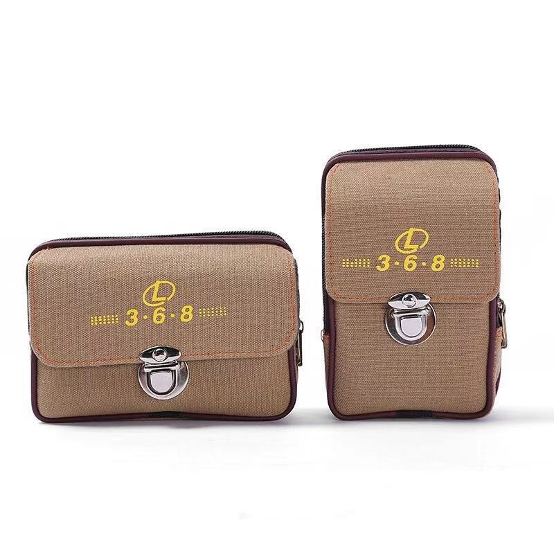 Multi-Function Interlock Horizontal Leisure Hanging Bag Men's Mobile Phone Bag Wear Belt Belt Belt Canvas Wear-Resistant Manufacturers Wholesale details Picture