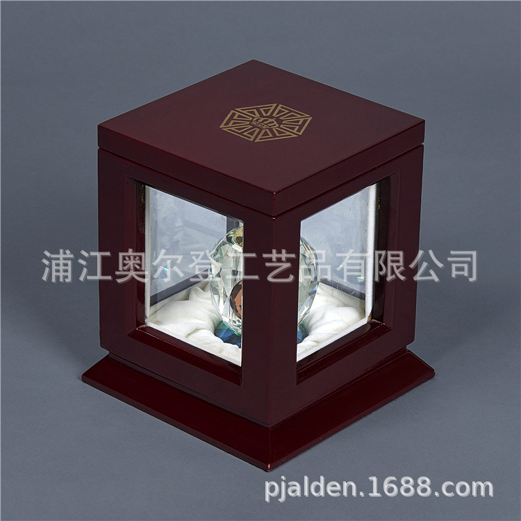 Display wooden box, transparent glass square packaging, wooden box, crystal essential oil perfume bottle, wooden box set manufacturer customization