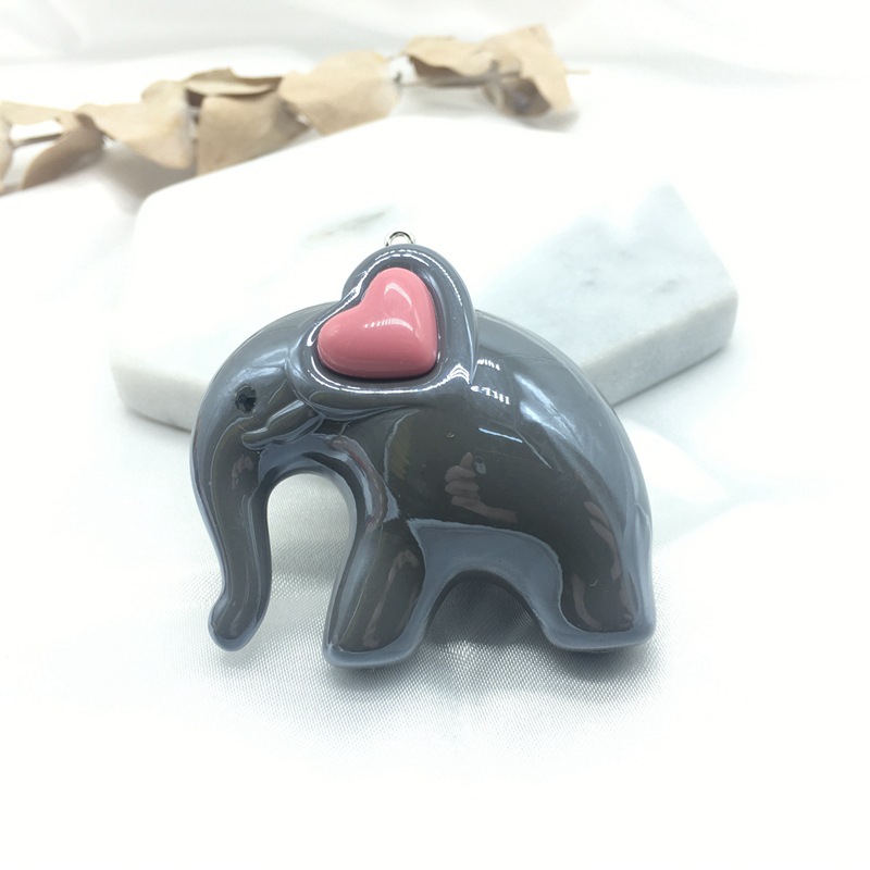 亚克力羊眼挂件高端果冻光泽漆亮油实色仿陶瓷可爱大象钥匙圈配件详情图9