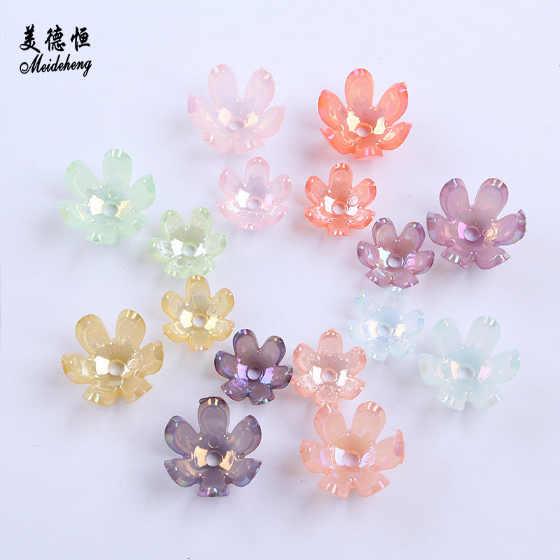 Direct sales from the manufacturer of medium-sized and small-sized acrylic six-prong flower-shaped beads, diy handcrafted beads, and glossy flower support beads Application Scenario