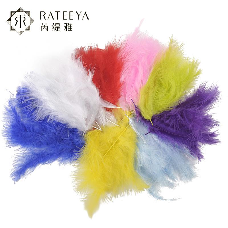 Factory direct supply of colorful Turkey feathers, pointed-tail down and feathers, handcrafted DIY Christmas ball decorations wholesale