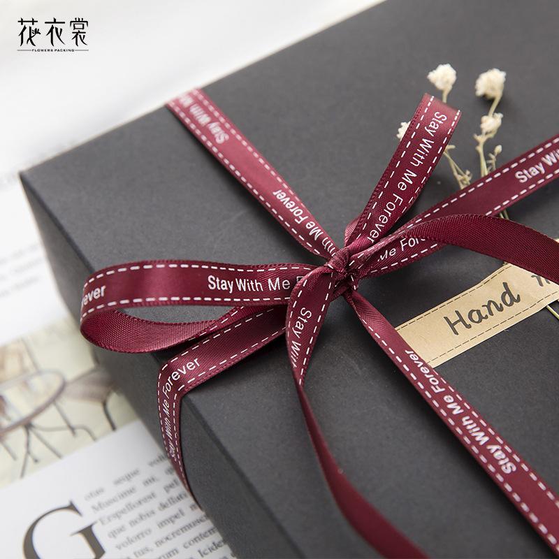 花衣裳花店批发1cm丝带绸带印花织带 礼品包装英文字母印刷带批发