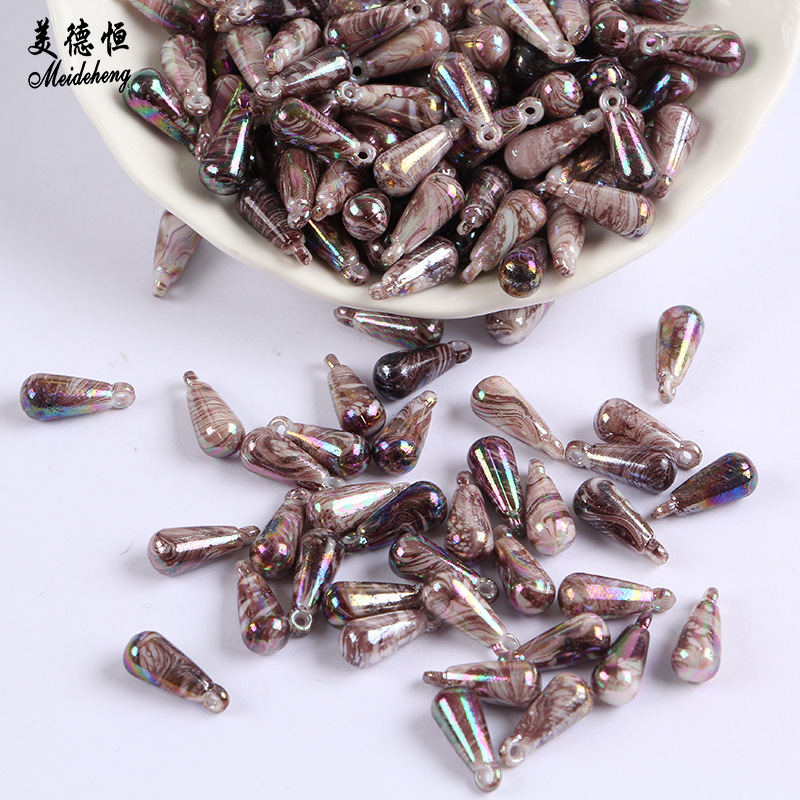 diy pendant acrylic beads wholesale, water-drop-shaped hanging hole beads jewelry, handcrafted bead stringing accessories, loose beads details Picture