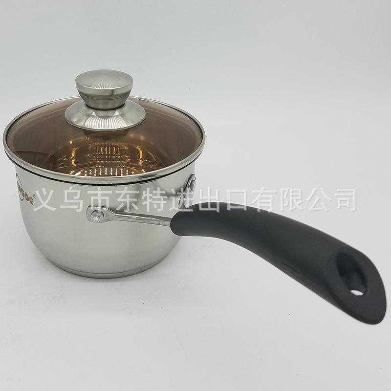 Factory direct sales of stainless steel milk POTS, Korean-style single-handle instant noodle POTS, coffee-colored LIDS, slim POTS, household milk POTS