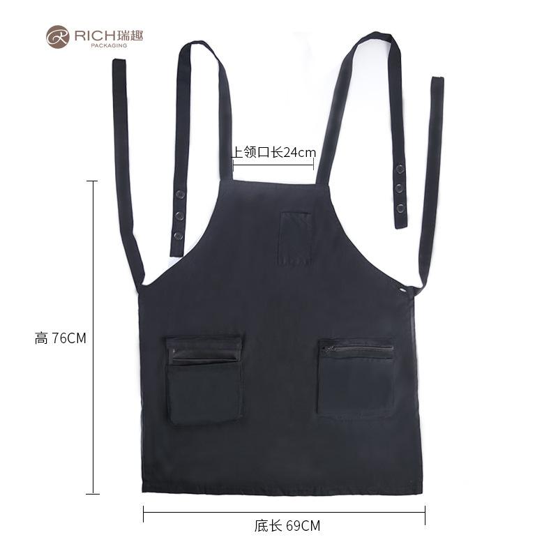 Ruiqu's new pure cotton fashionable double-shoulder garden floral art, coffee shop, milk tea shop, dessert supermarket apron work clothes Specification image