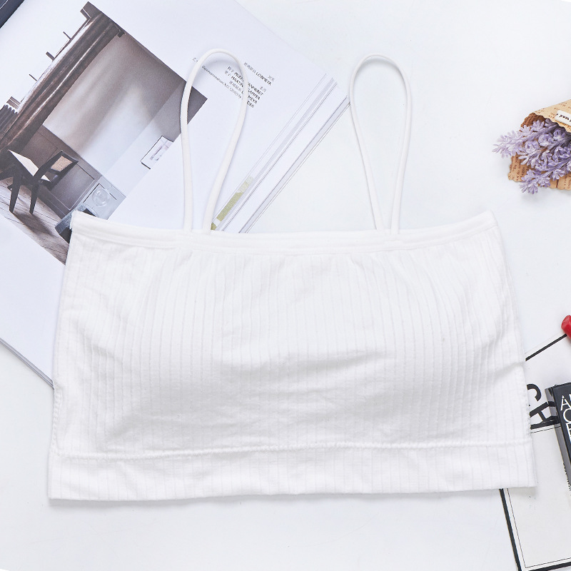 New sexy one-line ribbed bra with anti-glare thin shoulder straps, seamless strapless beauty backstrap and chest cushion underwear for teenage girls undefined