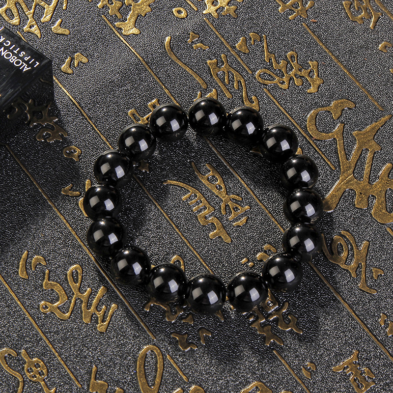 Factory direct sales of retro natural obsidian bracelets, 10*12MM natural black crystal men's and women's bracelets wholesale undefined