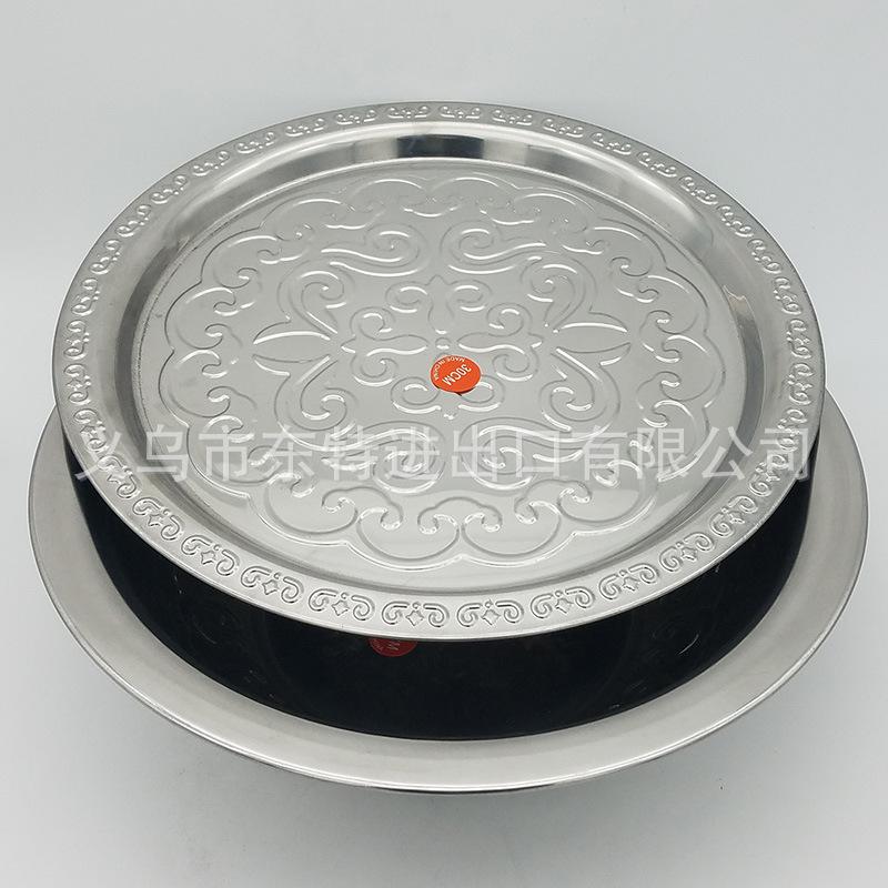 厂家直销不锈钢盖盆多功能压花盆外贸出口盖盆平盖大圆套盆白底实物图
